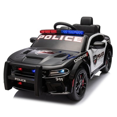TopComfy Baby Walkers Kids Ride On Police Car Top Alarm Design Kids Toy Police Sticker Four Wheel Suspension for Kids, Black, 42.32"*22.24"*12.99"