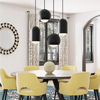 Dolby Black Iron Pendant with Soft White Glass Globe