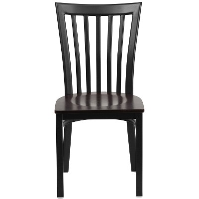 Elegant Black Steel and Walnut Wood Slat Side Chair