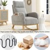 AENKYO 27.6" Modern Accent Rocking Chair, Deep Seat, High Backrest Lounge Armchair with Side Pockets for Living Room & Nursery, Gray - 2 of 4
