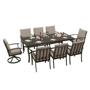 HAPPATIO 9 Piece Aluminum Patio Dining Set, Outdoor Dining Table and Chairs Set - 1 of 4