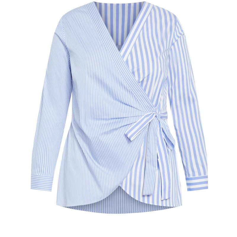 Women's Plus Size Casey Stripe Shirt - blue | AVENUE, 5 of 8