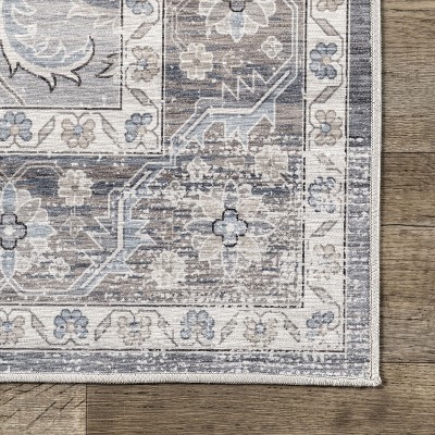 Ivette Gray Synthetic 3' x 5' Washable Area Rug