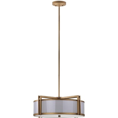 Elegant Contemporary 21" Gold and Gray Drum Pendant Light