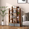 Tangkula Tree Shaped Bookcase with 2 Drawers Free Standing Bookshelf with 12 Open Storage Shelves Tall Display Rack with Bookshelves Brown/White - 2 of 4
