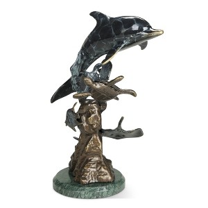 SPI Home Metal Dolphin and Undersea Friends Figurine – 12" Ocean-Themed Marine Sculpture, Coastal Decor Accent - 1 of 4