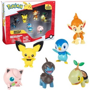 Pokémon Battle Figure Toy Set, 6 Piece Playset - 2" Pichu, Turtwig, Piplup & More- Generation 4 Diamond & Pearl Starters - Gift for Kids, Girls, Boys - 1 of 4