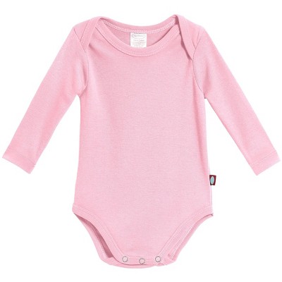 Image of City Threads USA-Made Organic Cotton Super-Soft Long Sleeve Onesie | Bright Light Pink - 0/3M