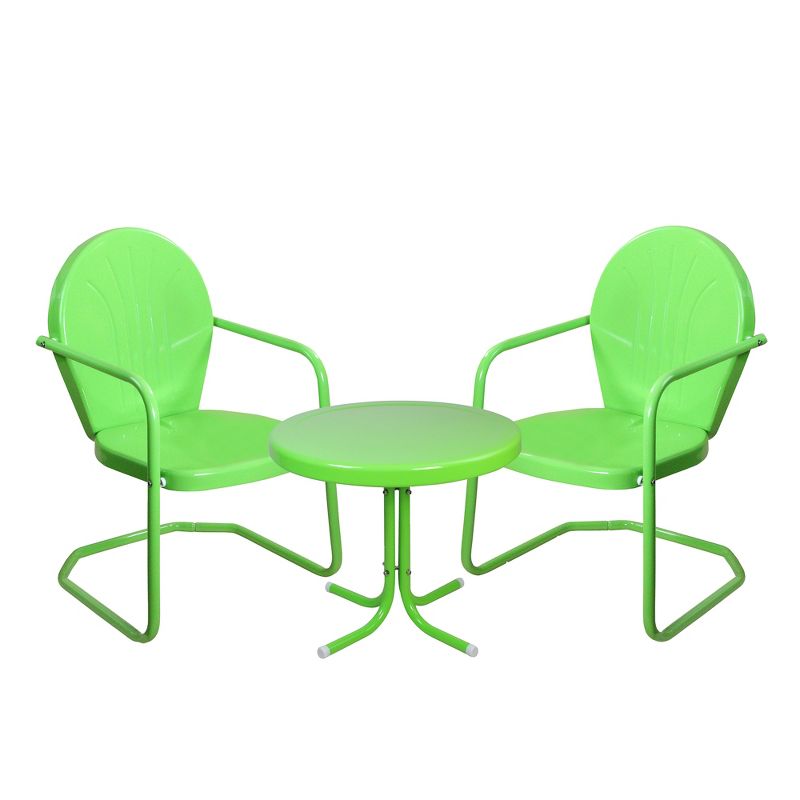 Northlight 3-Piece Retro Metal Tulip Chairs and Side Table Outdoor Set, Lime Green, 1 of 3