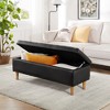 VECELO Modern Soft PU Leather Storage Bench, Ottoman 44" Shoestool with 6.1" Deep Storage Space for Living Room or Bedroom, Easy to Clean, Black - 3 of 4