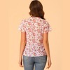 Allegra K Women's Casual Tie Neck Short Sleeve Ruffled Floral Tops - 3 of 4