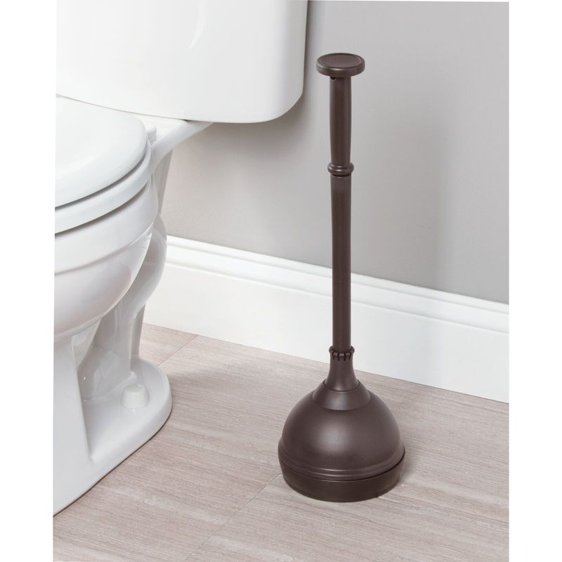 mDesign Plastic Lift and Lock Toilet Bowl Plunger with Holder, 2 of 7