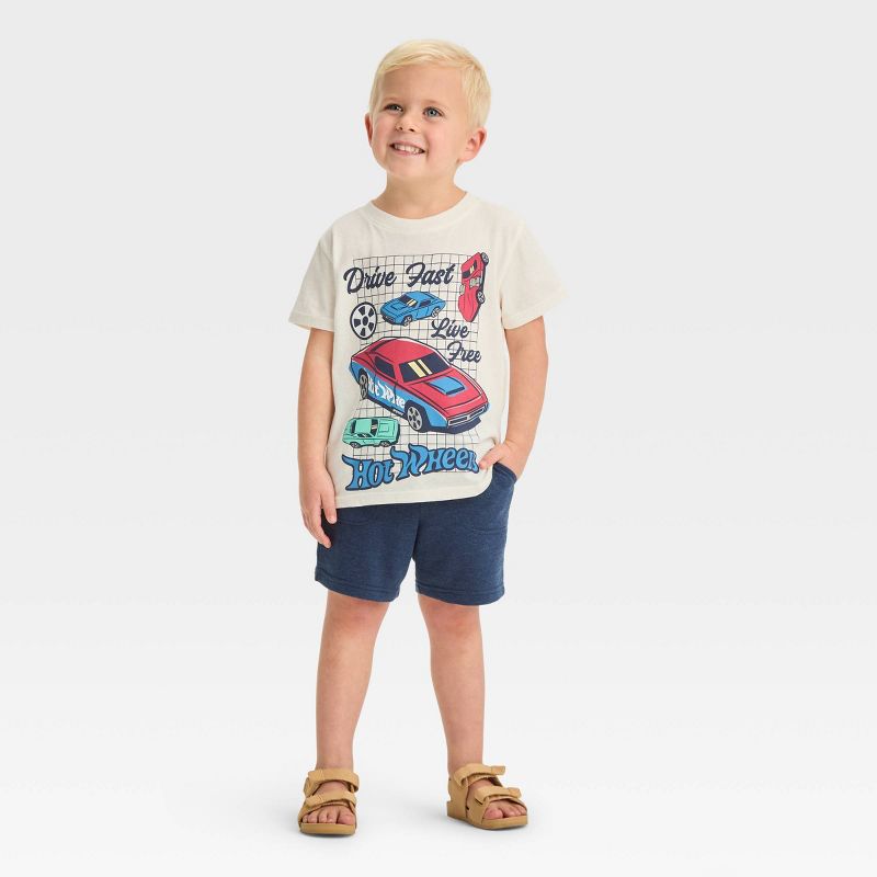 Toddler Boys' Hot Wheels Striped T-Shirt - Off-White, 3 of 8