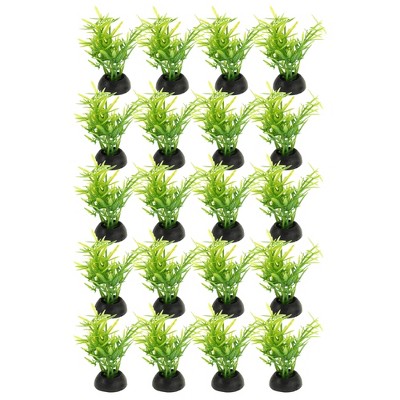 Unique Bargains Aquarium Plastic Plants for Fish Tank Landscape Decoration Green 1.97" Height 20 Pcs