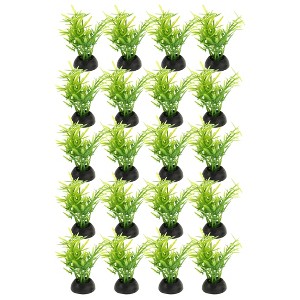 Unique Bargains Aquarium Plastic Plants for Fish Tank Landscape Decoration Green 1.97" Height 20 Pcs - 1 of 4