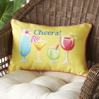 Lakeside Colorful Cheers Summer Cocktails Outdoor Patio Chair Accent Pillow