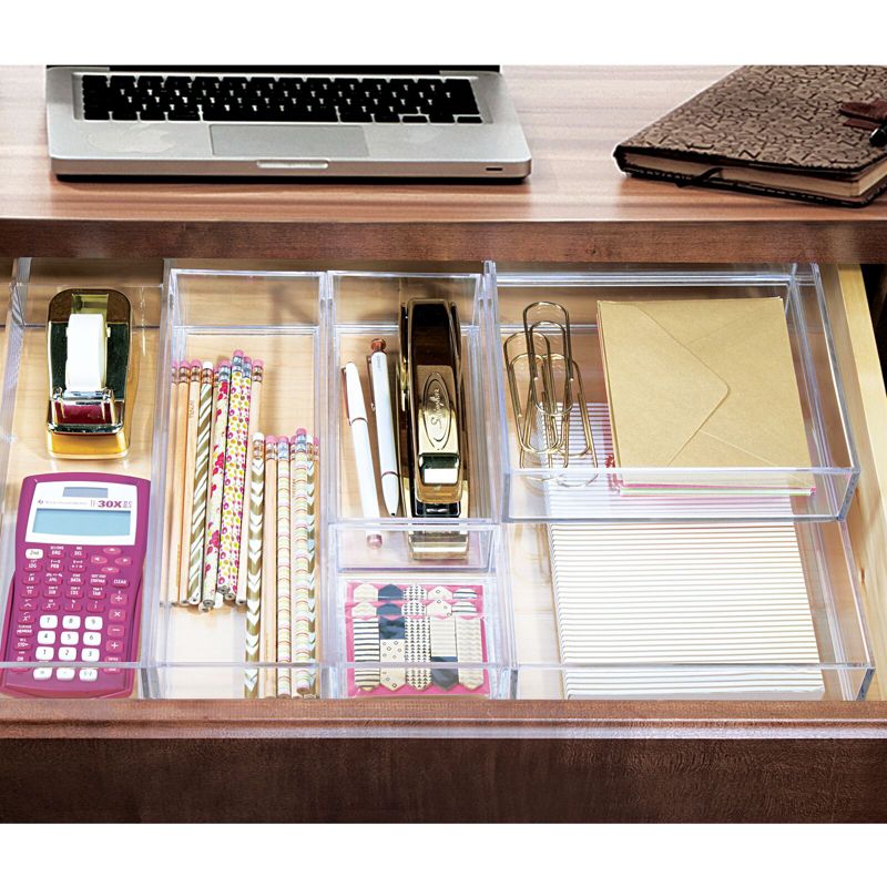mDesign Plastic Square Desk Organizer for Office Desktop Drawers, 3 of 9