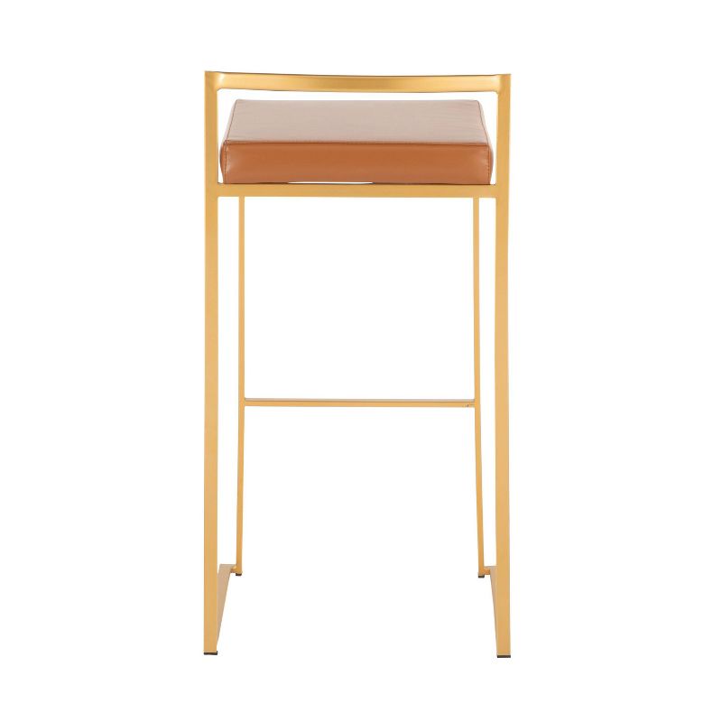 Set of 2 Fuji Stackable Barstools Leather/Steel - LumiSource, 6 of 10