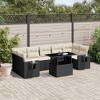 vidaXL Patio Sofa Set with Cushions Outdoor Furniture 8 Piece Poly Rattan - Black and Cream without Storage - 2 of 4