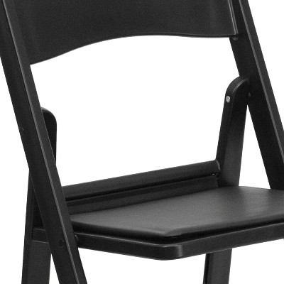 Black Resin Armless Folding Chair with Cushions - 2 Pack
