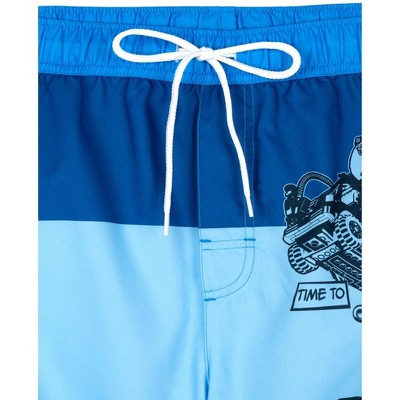 LEGO Fortnite Men's Printed Drawstring Elastic Waist Bathing Suit Peely Blue Small — фото 3