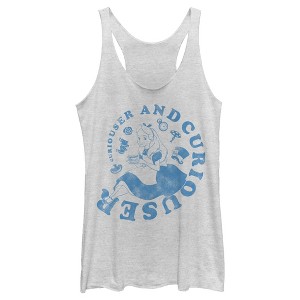 Women's Alice in Wonderland Distressed Curiouser and Curiouser Racerback Tank Top - 1 of 4