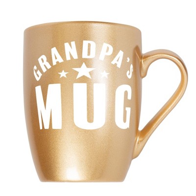 Elanze Designs Father's Day Appreciation Coffee Cup Mug 10 Ounce Ceramic With Shimmery Metallic Finish Grandpa's Mug Vegas Gold