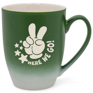 100 North Peace Sign 10 Ounce Green and White Two Toned Ombre, Comfortably Fits Your Hands, Ceramic Tea Coffee Cup Mug, Here We Go! - 1 of 1
