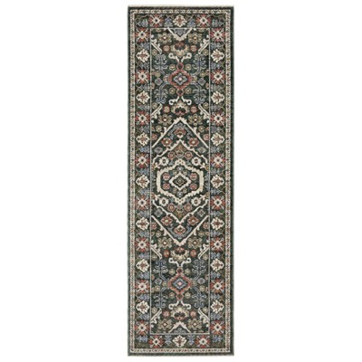 Oriental Weavers Hastings HA02B Green / Pink Indoor Area Rug - 2'3" x 7'6"