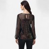 Anna-Kaci Women's Sheer Mesh Long Sleeve Top with Sequin Front Panel and Crew Neckline - 3 of 4