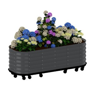 Self-Watering Wheeled Metal Garden Bed – Mobile Raised Planter Box with Water, Galvanized Steel Indoor/Outdoor Rolling Grow Station - 1 of 4