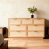 Rattan 7 Drawer Dresser, 55in Wide 7 Chest of Drawers with Metal Handles and Wooden Sturdy Base for Bedroom Living Room Nursery - 2 of 4