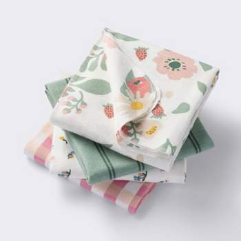 Flannel Baby Blankets - Floral Gingham - 4pk - Cloud Island™