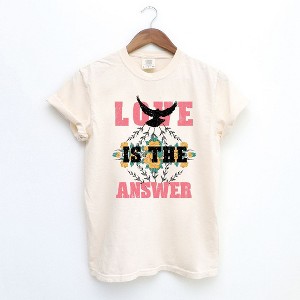 Simply Sage Market Women's Love is The Answer Short Sleeve Garment Dyed Tee - XL - Ivory - 1 of 2