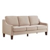 74" Velvet 3-Seater Sofa with Scooped Armrest, Wood Legs & Removable Cushions - 4 of 4