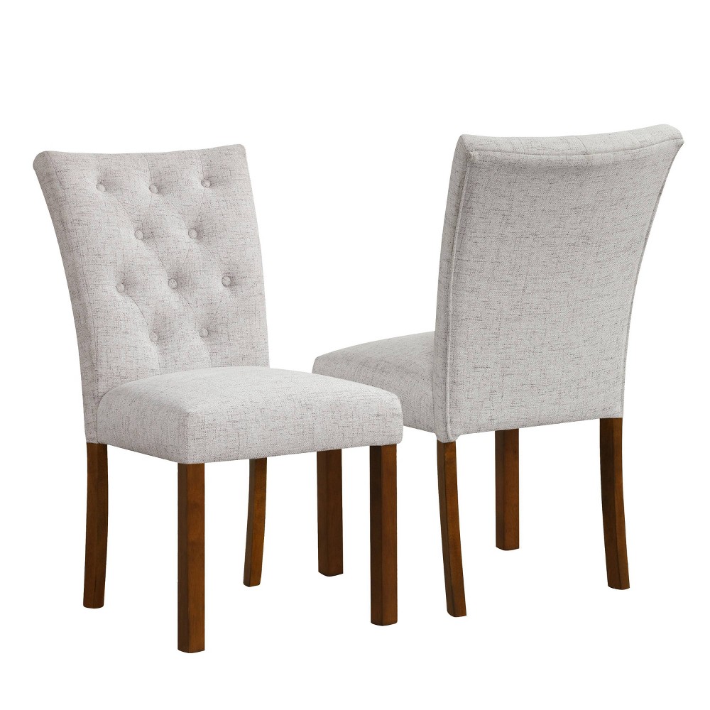 Photos - Chair HomePop Set of 2 Tufted Back Parsons Dining  Neutral