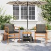 vidaXL Patio Chairs with Cushions 2 pcs Gray Poly Rattan&Solid Wood - 3 of 4