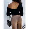 Coolmee Women's Sexy Off The Shoulder Tops Long Sleeve V Neck Slim Fit Shirts Tops Blouses - 2 of 4