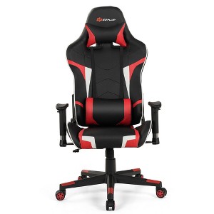 Costway Massage Gaming Chair Reclining Swivel Racing Office Chair w/Lumbar Support White\Blue\Grey\Red - 1 of 4