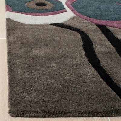 Handmade Tufted Grey/Blue Wool and Viscose Rectangular Rug