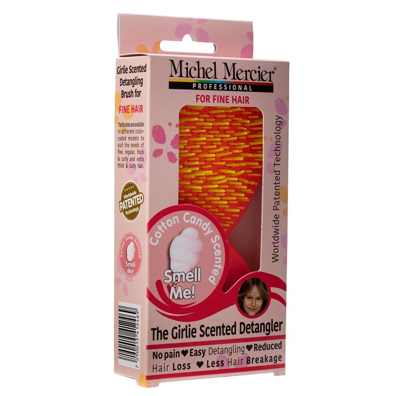 Michel Mercier The Girlie Detangle Brush - Painless Detangling Brush - Easy Grip Hair Brush Design - Thick and Curly Hair - Yellow-Pink - 1 pc, 2 of 5