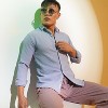 Campus Sutra Men Men's Icy Blue Embossed Micro Check Shirt - 2 of 4