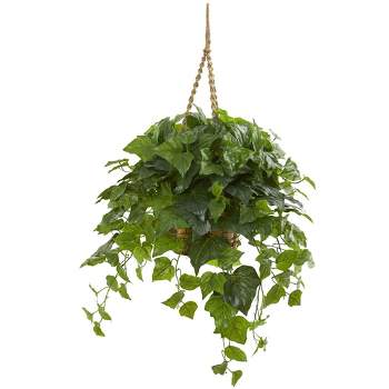Nearly Natural 38-in London Ivy Artificial Plant in Hanging Basket (Real Touch)
