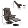 PU Leather Recliner Chair with Ottoman, Swivel Recliner and Ottoman with Round Wrapped Base for Living Room - 3 of 4