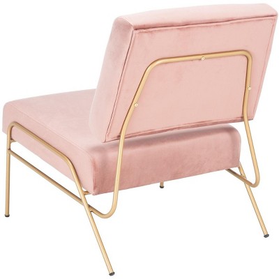 Dusty Rose Velvet and Gold Modern Accent Chair