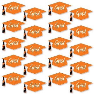 Big Dot of Happiness Orange Graduation Hat Decorations - DIY Large Party Essentials - 20 Count - 1 of 4