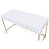 CAVINAS Glossy Gold Finish Writing Desk with 2 Drawers,Modern Home Office Desk w/Metal Legs and Luxe Design (20" Storage) - 4 of 4