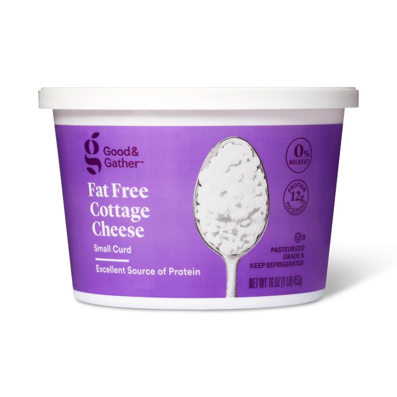 Fat Free Small Curd Cottage Cheese - 16oz - Good &#38; Gather&#8482;, 1 of 5