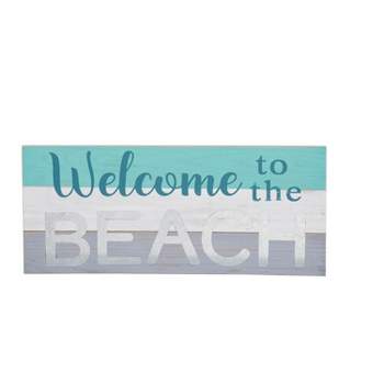 Beachcombers Welcome To The Beach Wall Plaque Wall Hanging Decor Decoration Hanging Sign Home Decor With Sayings 18.3 x 7.87 x 0.629 Inches.