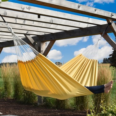 Vivere Yellow Double Polyester Hammock with White Ropes